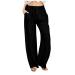 Ronony pants women single-colored trousers made of cotton and linen with cord strain and loose beach pants yoga training pants with wide leg long pants jogging pants high waist sports pants long sweatos m 1#black