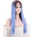 Buy BGHJUE Dark Rooted Ombre Blue Straight Synthetic Wig for Ladies - Stylish Middle Parting - Buy Online on GoSupps.com