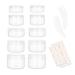 10 Pieces Small Travel Containers, 3/5/10/15/20 Gram Size Travel Jars, Cosmetic Travel Size Containers for Lotions and Creams, Plastic Sample Containers Jars with 12pcs Labels, 2pcs Mini Spatula Clear