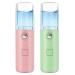 Nano Facial Mister Mini Portable Mist Sprayer Face Humidifier USB Rechargeable Handy Skin Care Machine for Face Hydrating, Daily Makeup, Eyelash Extensions (Pink+Green)