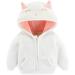 Cartoon Fleece Hooded Jacket for Newborns | Warm Infant Coat with Ears | Zipper Up | 0-6 Years | Toddler Kids Outwear | White - Buy Online on GoSupps.com