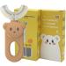 Lewedo Kids U-Shaped Toothbrush 2 Pcs - 360 All Around Liquid Silicone Cartoon Brush for Ages 2-6 (Brown & White) - Buy Online on GoSupps.com