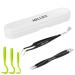 Melliex tick pliers set stainless steel tick removal tick remover tick tweezers and plastic tick hooks with storage box for dogs pets cats dog (black)