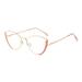 Blue Light Blocking Cat Eye Glasses Retro Trendy Anti Eyestrain & UV Protection Computer Eyeglasses Metal Frame Gold-pink