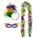 hgnxa Mardi Gras Costume Accessory Set Mardi Gras Tricolor Eyemask Feathers Headband Neckerchief for Womens Girls Cosplay Gift Purple
