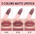 3Pcs Velvet Matte Crayon Lipstick Set - Long Lasting Waterproof Non-Drying - Dark Purple & Dark Red - 24-Hour Wear for Women - Buy Online on GoSupps.com