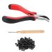 Hair Extension Kit Pliers Pulling Hook Needle Bead Device Tool Kits and 200 Pieces Silicone Rings Beads