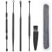 CJKDXDH 5 in 1 Ear Pick Earwax Removal Kit Ear Cleaning Tool Set Ear Curette with Storage Box and Cleaning Brush (Black)
