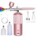 qazaa Airbrush Set Kit Rechargeable Handheld Airbrush Compressor for Nail Art Makeup A Pink