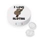 I Love Sloths Cute Contact Lens Case Travel Portable Round Contact Storage Box Kit with Mirror for Daily Outdoor