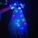 JEAIRTS LED Wedding Veil Glowing Feather Headband Headpiece Light Up Bride Hair Piece Bachelorette Party Veil Bridal Hair Accessories for Women and Girls (B-Colorful Light)