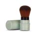 Sunicon Retractable Makeup Brush Travel Kabuki Brush with Cover Short Marbling Makeup Foundation Brush for Blush Bronzer Buffing Powder Cosmetics (green)
