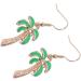 Delicate Coconut Tree Post Earrings for Women - 2 Pairs Green Ear Jewelry - Buy Online on GoSupps.com