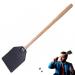 Home Fly Swatter Wood Handle Punched Leather Flyswatter Manual Insect Mosquito Wasp Pest Control Fly Zapper Racket for Indoor Black