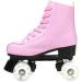 XUDREZ Double-Row PU Leather Roller Skates - Shiny Pink Flash - Unisex Size 9.5/11 - Buy Online on GoSupps.com