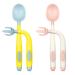 Vicloon Baby Utensils Spoon Fork Set 4pcs Baby Cutlery Feeding Set Toddler Utensils Spoons Forks Baby Fork and Spoon Set Easy Grip Bendable Perfect Self Feeding Spoon Fork (Pink-Yellow) Powder-blue