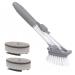 Soap Dispensing Dish Brush Kitchen Brush Set Automatic Liquid Filling Long Handle Brush with 2 Cleaning Sponges and 1 Dish Brush (Gray)