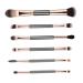 Professional Dual Ended Eyebrow & Eye Shadow Brush Set 6pcs Portable Makeup Brushes for Flawless Application - Buy Online on GoSupps.com