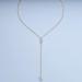 Boho Crystal Y Drop Necklace - Gold Minimalist CZ Lariat Jewelry for Women & Girls - Perfect Gift - Buy Online on GoSupps.com
