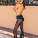 Women's Mesh Sheer Flared Bell Bottom Pants - Medium Black | Dance Festival Clubwear - Buy Online on GoSupps.com