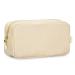 Wandering Nature Makeup Bag for Handbag Small Cosmetic Bag for Purse Travel Make Up Bag for Women with Slip-in Pockets Makeup Pouch Eco Vegan Leather Beige (Patent Pending) Beige M