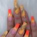 Xerling 24Pcs Gold Glitter Gradient Nails for Women Long Coffin Nails Tip Press on False Nails with Designs for Girls Colorful Fake Nails Full Cover (Pattern A)