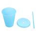 Luxshiny 1pc Plastic Sippy Cup Clear Water Bottles Kids Straw Cup Sports Water Bottles Iced Coffee Cup Holiday Coffee Mugs Milk Drinking Bottle Children Cup Plastic Storage Bottle Cold Cup Blue 12X10.2CM