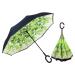 LLanxiry Umbrella,Inverted Reverse Upside Down Umbrellas with C-Shaped Handle, Anti-UV Waterproof Rain Umbrella for Women and Men green leaf