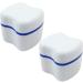 Buy Dental Third Teeth Storage Box - 2 Piece Prosthesis Cup with Filter Basket | Durable Orthodontic Dentures Organizer (White/Blue) - International Shipping Available - Buy Online on GoSupps.com
