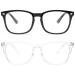 livho 2 Pack Blue Light Blocking Glasses, Computer Reading/Gaming/TV/Phones Glasses for Women Men,Anti Eyestrain & UV Glare (Light Black+Clear) *B1 Light Black+clear Clear