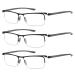Eyekepper 3 Pack Plastic Temples Lightweight Half Rim Reading Glasses Men Women Black +2.0
