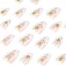 Spring Nails: White French Tip Press-On Medium Almond Shape with Camellia Green Flower | 24 Full Cover Natural Nude Fake Nails for Women - Buy Online on GoSupps.com