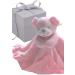 BUSHBABY Baby Gifts Comfort Blanket in Box Plush Teddy Soft Toy 1st Birthday Present Newborn Gift Girl Pink Cube box 10cm