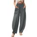 Jsaierl Women's Summer Elastic Waist Cotton Linen Palazzo Pants - Gray Medium - Buy Online on GoSupps.com