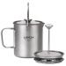 Lixada Titanium Pot Camping Titanium Coffee Cup Mug French Press Pot Coffee Maker Outdoor Camping Cooking Pot with Folding Titanium Spoon