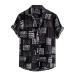 Casual Shirt for Men Summer, Vintage Button Down Bowling Shirts Summer Tops Short Sleeve Ethnic Style Printed Shirt 3X-Large #29-black