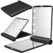 Mpowtech Compact Mirror with 8 LED Lights | Handheld 2-Sided Makeup Mirror | Folding Lighted Travel Mirror for Purse | Black - Buy Online on GoSupps.com