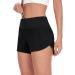 HeyNuts Women's Focus Running Shorts - Mid Waisted Athletic Shorts with Liner and Zipper Pocket - 4 Black - Buy Online on GoSupps.com