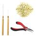XINMEIWEN Hair Extension Kit Pulling Hook Bead Device Tool Kits and 200 Pieces Silicone Lined Micro Rings for Professional Hair Styling Tools Accessory (Beige) 200P Beige