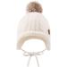 XIAOHAWANG Winter Baby Hat with Velvet Lining and Pompom | Toddler Beanie for Boys and Girls 0-6 Months | Earflap Warm Baby Hat - White - Buy Online on GoSupps.com