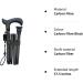 Deluxe Carbon Fibre 4-Part Folding Adjustable Walking Stick Cane for Men Ladies and Women with Soft Grip Handle - 33.5 to 37.5  - Buy Online on GoSupps.com
