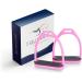 Equinate Stirrups Midway 12cm Pink - Anti-Slip Rubber Tread for Adults & Children - Set of 2 - International Shipping - Buy Online on GoSupps.com