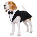 Kuoser Dog Smoking Suit & Bandana Set Pet Fomal Clothing Dogs Mantel with Removable Flying Dog Suit Puppy Costume Shirt For Wedding Halloween Birthday Party S-XXL M Recare Length: 35 cm Black