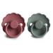 FRIGG Daisy Natural Rubber Baby Pacifier 2-Pack - Dusty Rose/Lily Pad 0-6 Months (BPA-Free, Made in Denmark) - Buy Online on GoSupps.com