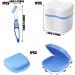 Prosthesis Storage Box & Cleaner Brushes Set - Blue | Presses Container for False Teeth Care - Buy Online on GoSupps.com