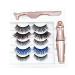 Kangtm 5 Pairs of Mixed Style Color Magnetic False Eyelashes Waterproof Eyeliner Tweezers Set Thick Magnetic False Eyelashes