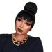 VAVANGA Hair Bun and Bang Set 2pcs, Synthetic Quick Bun N Bang Clip in China Bang Hair Clip on Hair Piece Bun with Bangs for Black Women(#1B, J072) BUN-4", BANGs-10" #1B (J072)