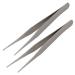 2X Stainless Steel Pointed Straight Tweezers 4 1/2 - Silver