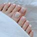 SINLOV Square Fake Toenails Nude Pink Print on False Toe Nails Short Full Cover False Artificial Toenails Nails for Women and Girls
