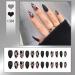 24Pcs/Set Press On Nails Autumn and winter hot nail art pieces with white leopard pattern black frosted flower color hand-painted European and American long Fake Nails Nails Art for Women and Girls - Buy Online on GoSupps.com